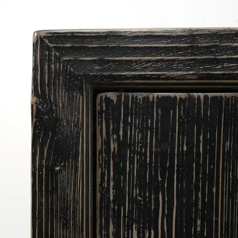 Armoire de rangement en bois noir vieilli à deux portes au style rustique vintage